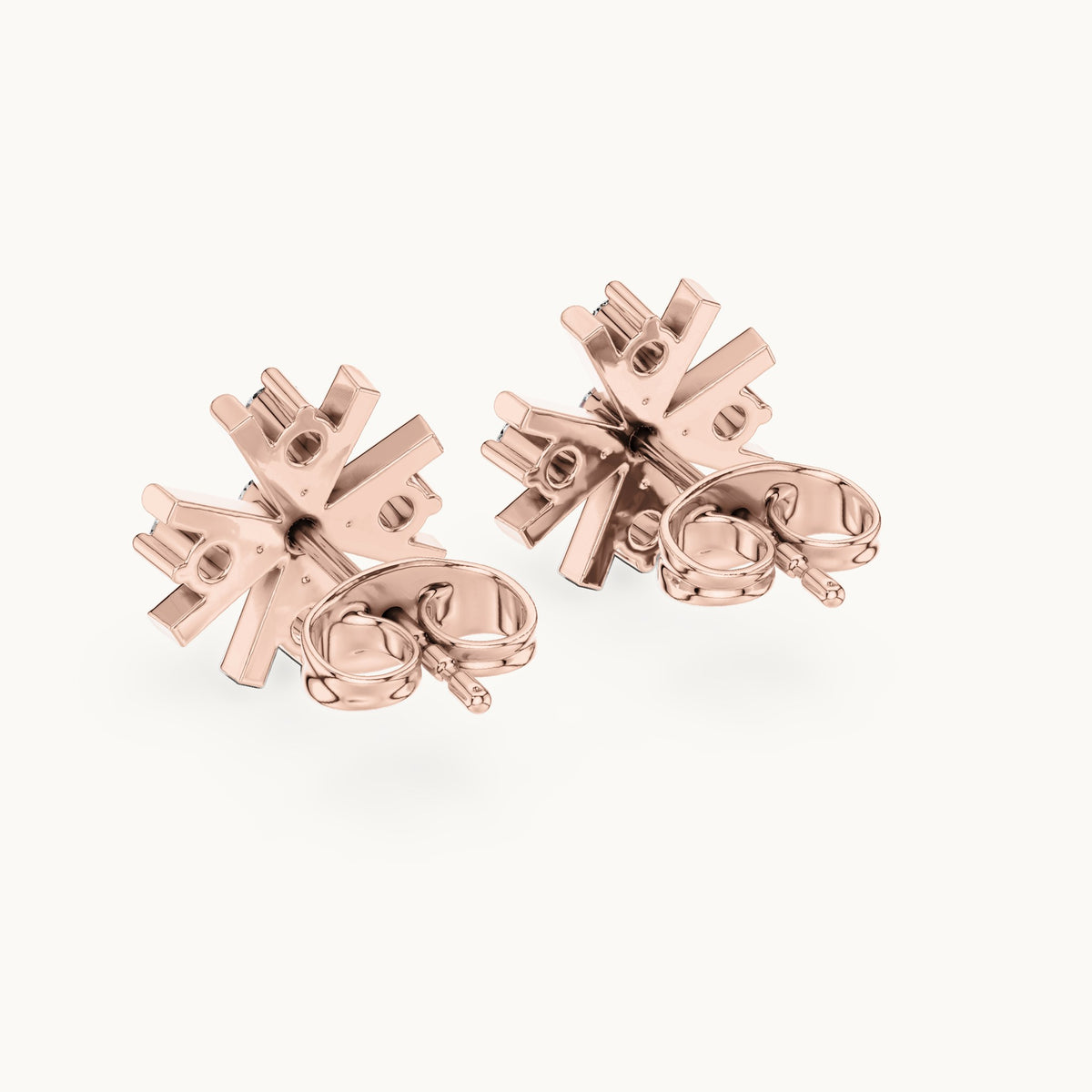 Round lab-grown diamond starburst stud earrings in rose gold, 0.32 CT TW, view 3
