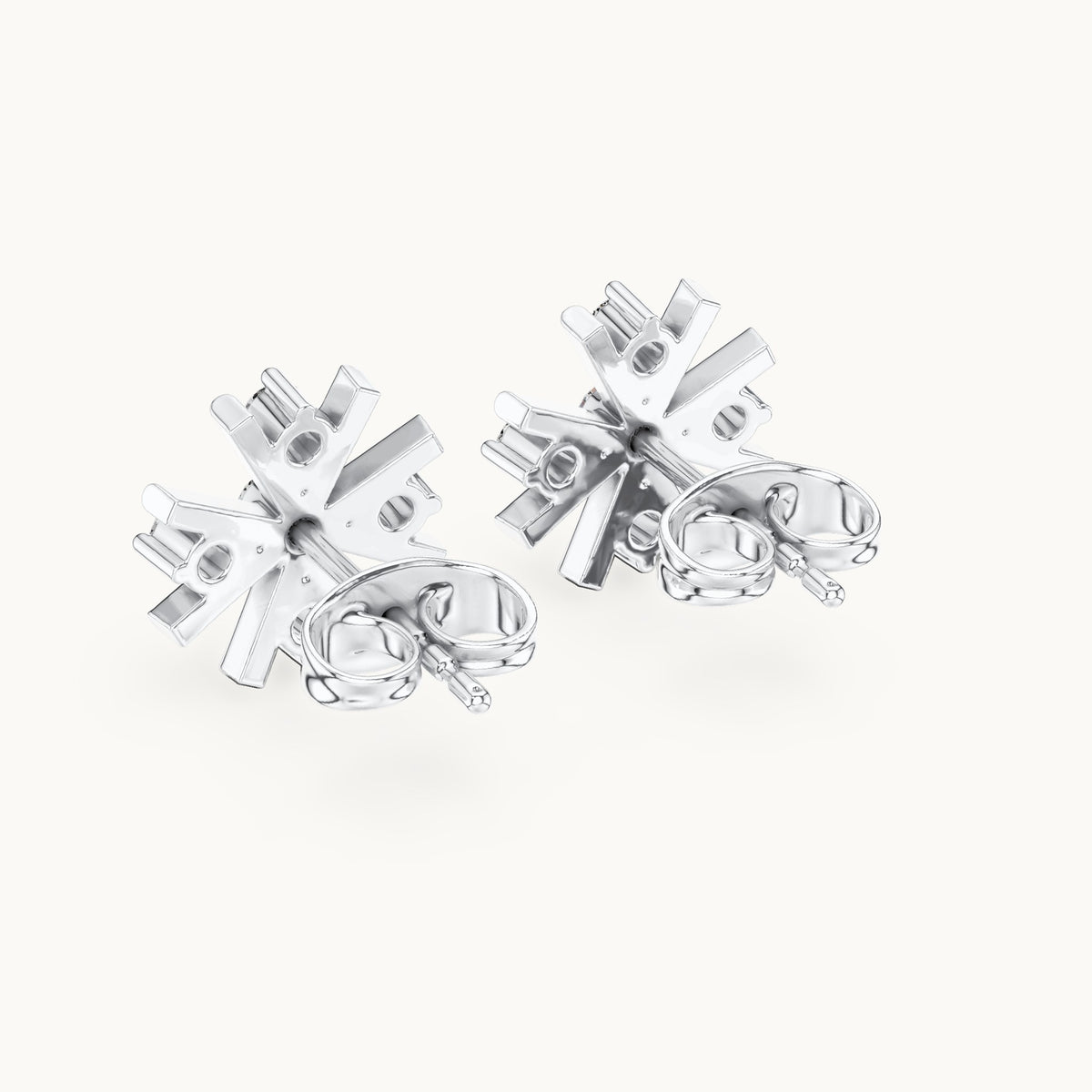 Round lab-grown diamond starburst stud earrings in white gold, 0.32 CT TW, view 3