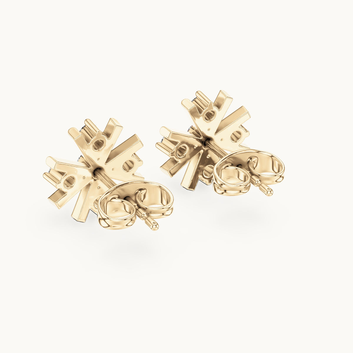 Round lab-grown diamond starburst stud earrings in yellow gold, 0.32 CT TW, view 3