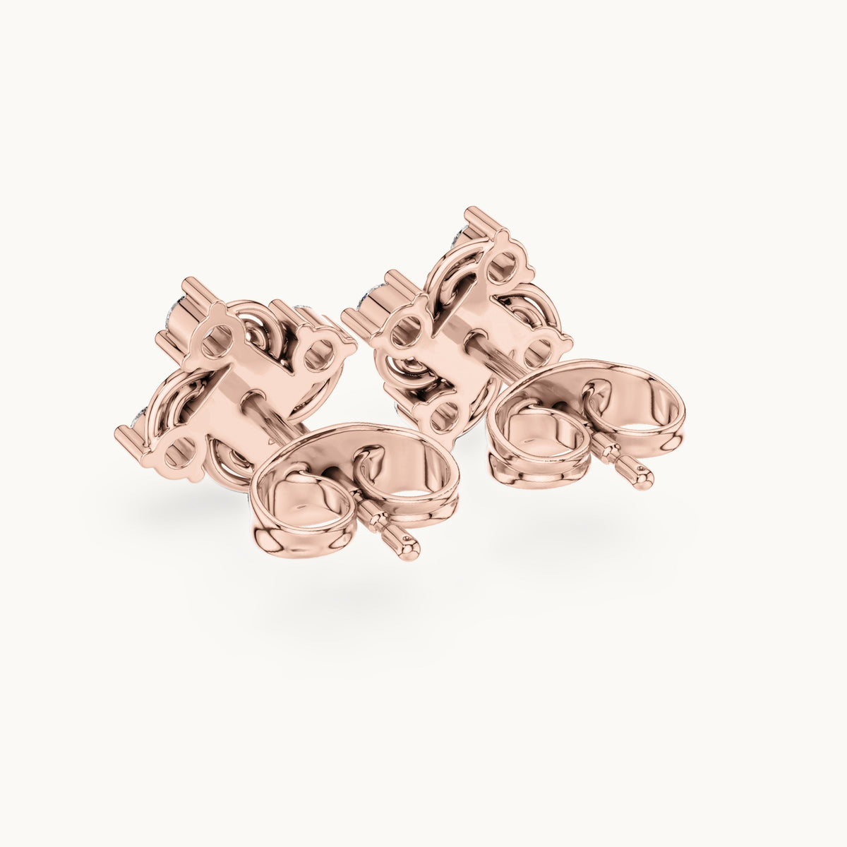 Round lab-grown diamond swirl cluster stud earrings in rose gold, 0.33 CT TW, view 3