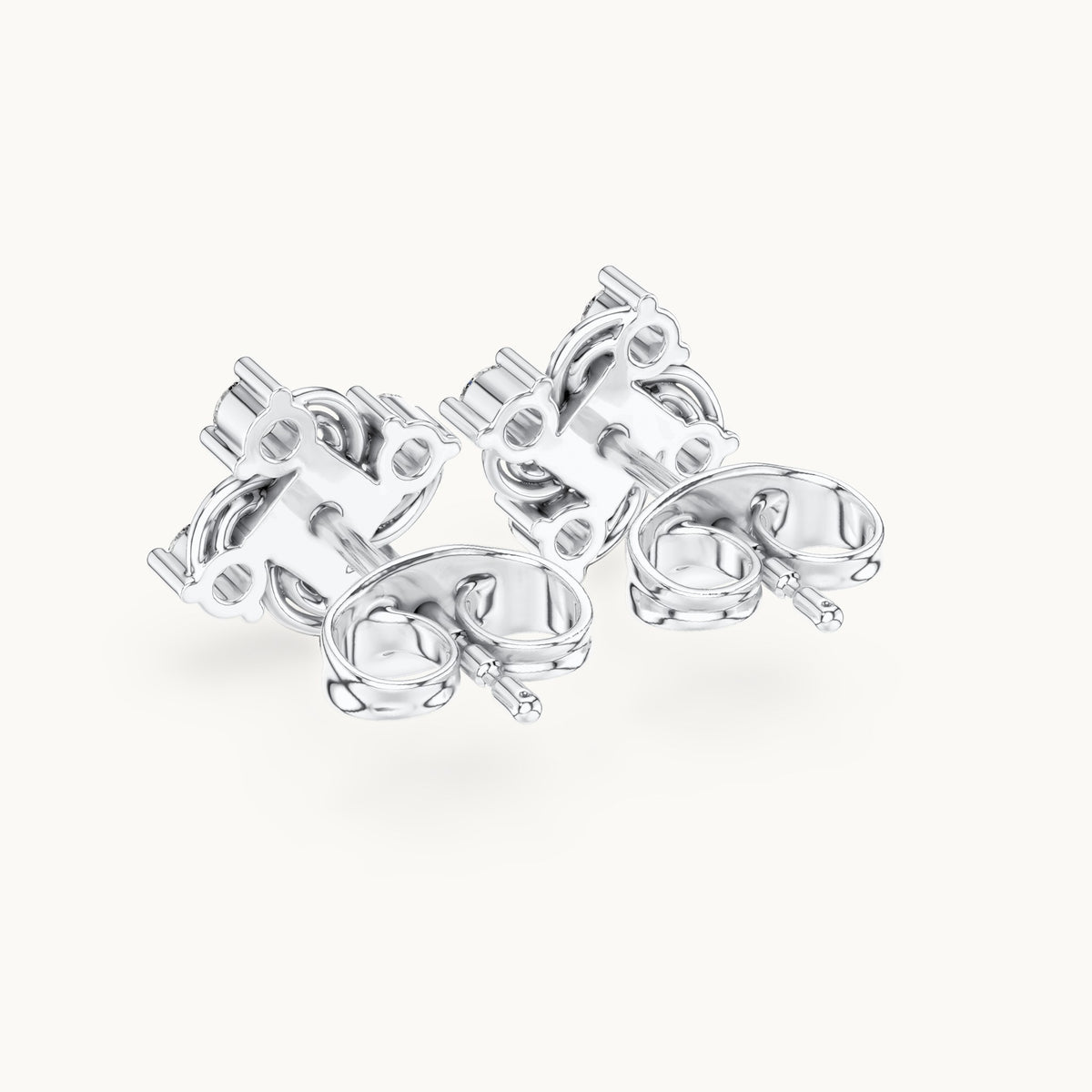 Round lab-grown diamond swirl cluster stud earrings in white gold, 0.33 CT TW, view 3