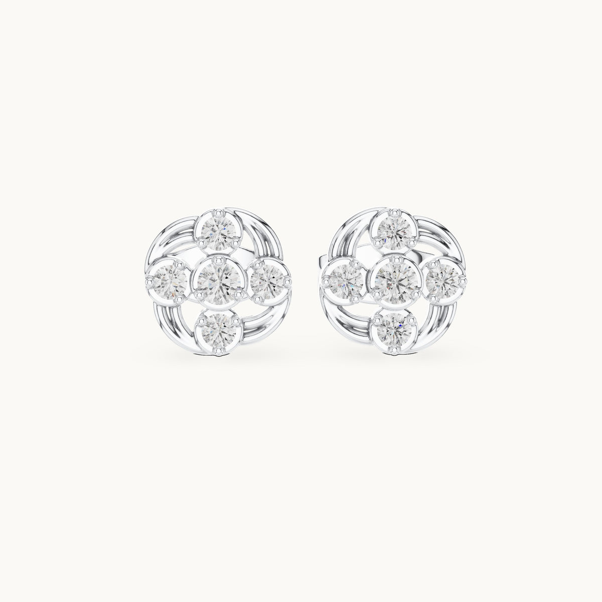 Round lab-grown diamond open frame cluster stud earrings in white gold, 0.24 CT TW, view 4