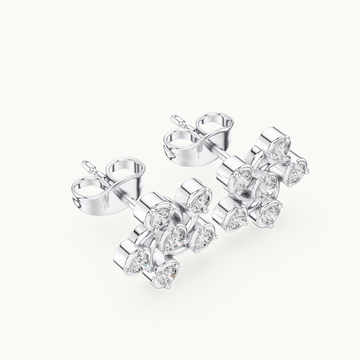 Round lab-grown diamond open pinwheel stud earrings in white gold, 0.39 CT TW, view 2