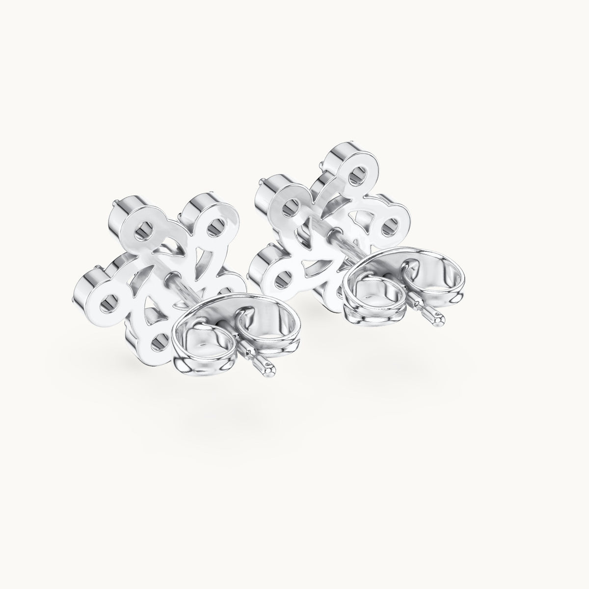 Round lab-grown diamond open pinwheel stud earrings in white gold, 0.39 CT TW, view 3