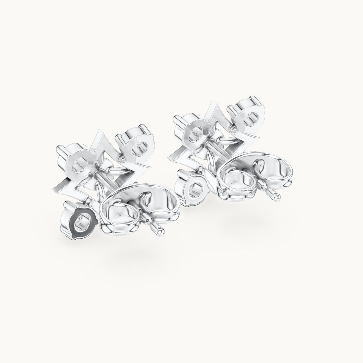 Round lab-grown diamond star frame five-stone stud earrings in white gold, 0.33 CT TW, view 3