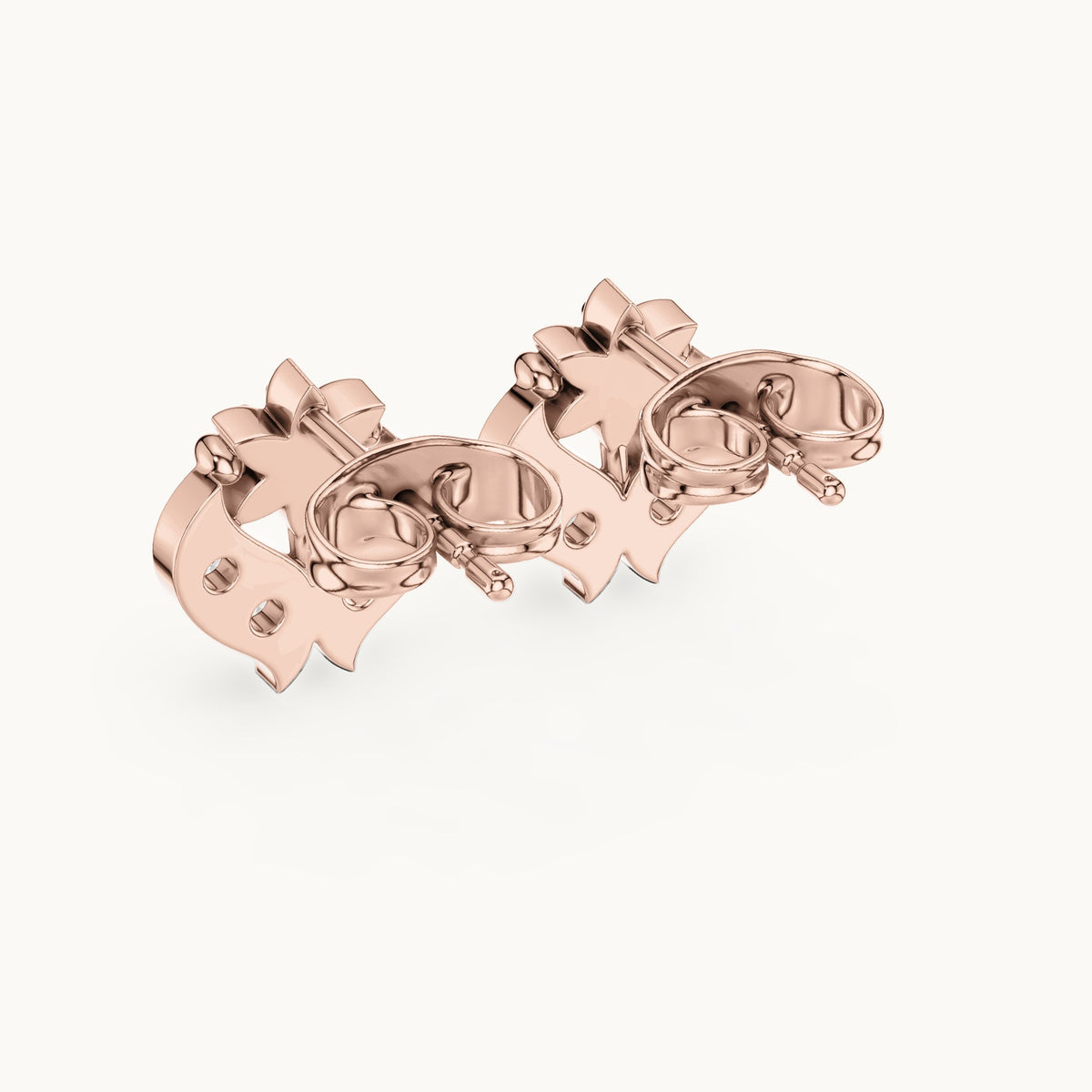 Round lab-grown diamond floral motif stud earrings in rose gold, 0.28 CT TW, view 3