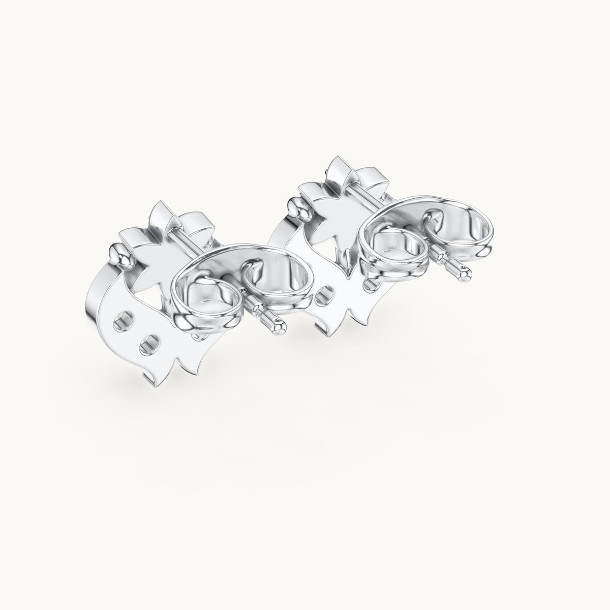 Round lab-grown diamond floral motif stud earrings in white gold, 0.28 CT TW, view 3