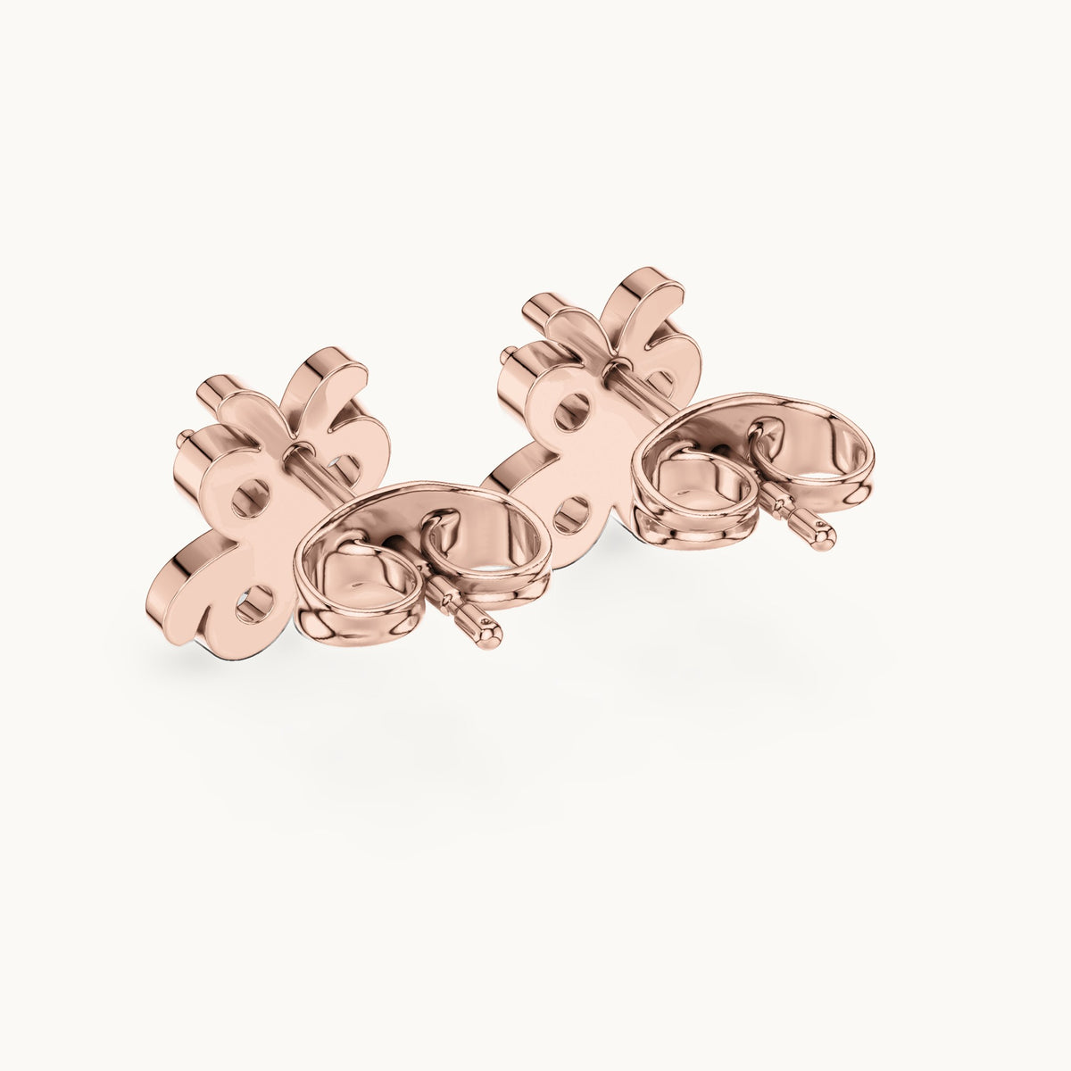 Round lab-grown diamond butterfly stud earrings in rose gold, 0.36 CT TW, view 3