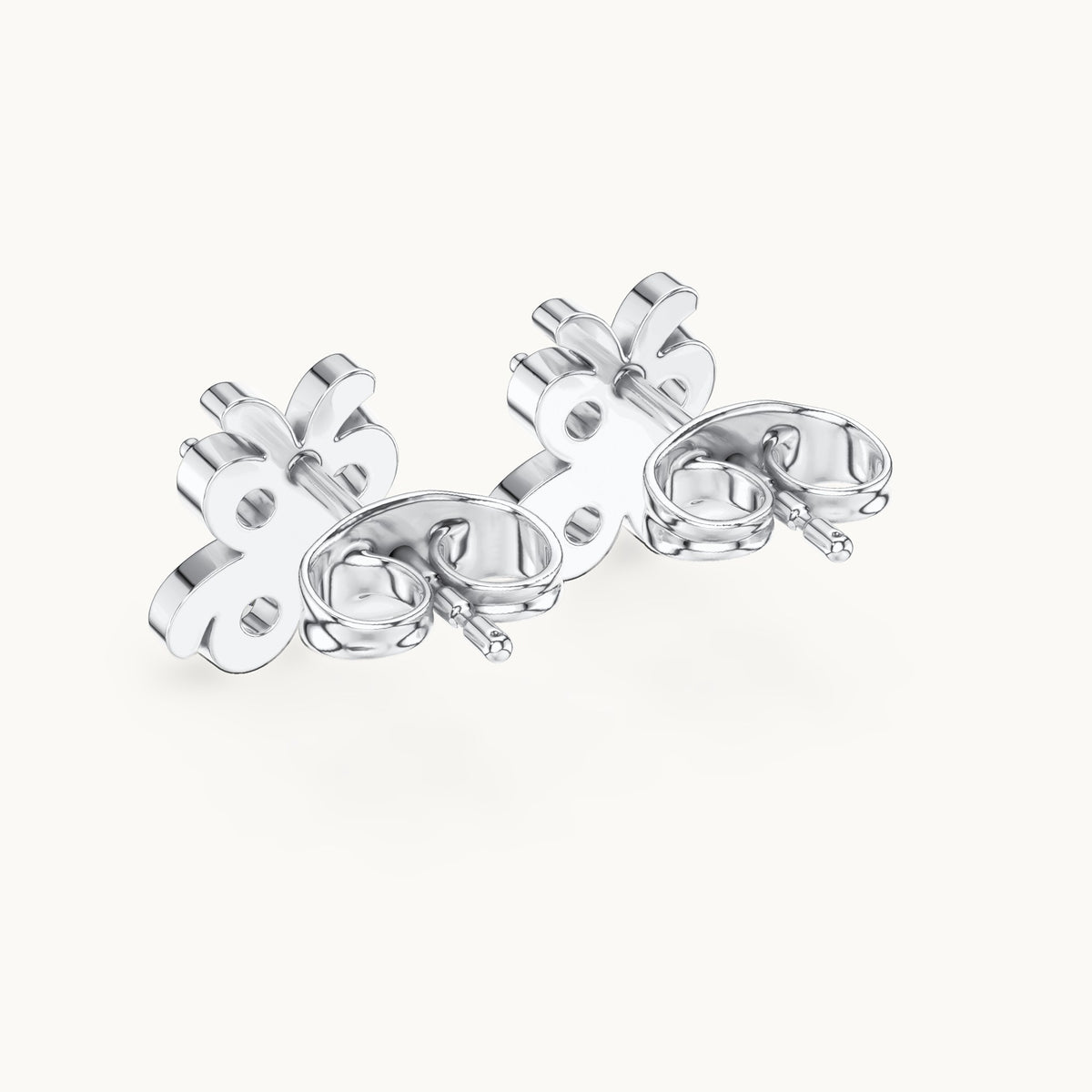 Round lab-grown diamond butterfly stud earrings in white gold, 0.36 CT TW, view 3