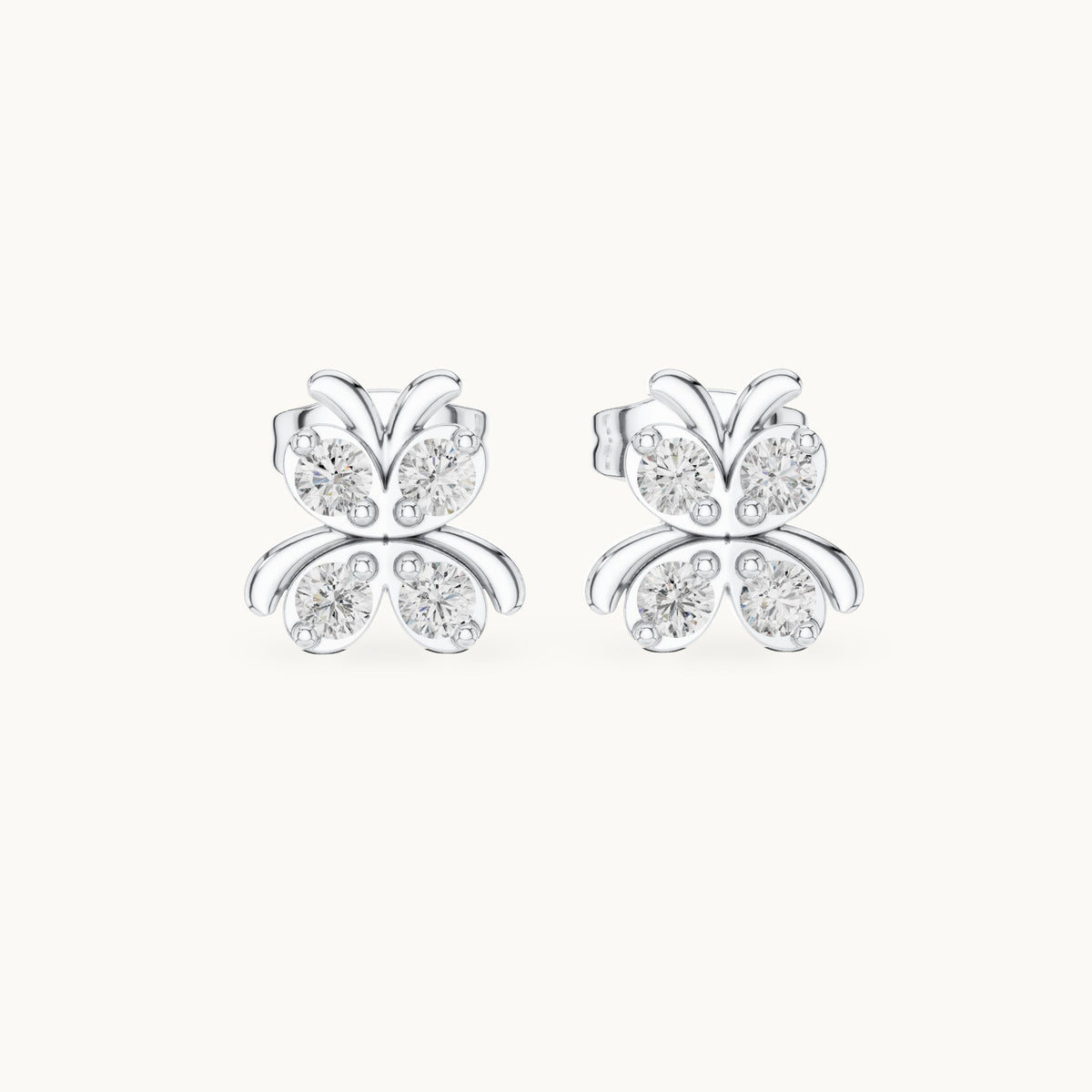 Round lab-grown diamond butterfly stud earrings in white gold, 0.36 CT TW, view 4