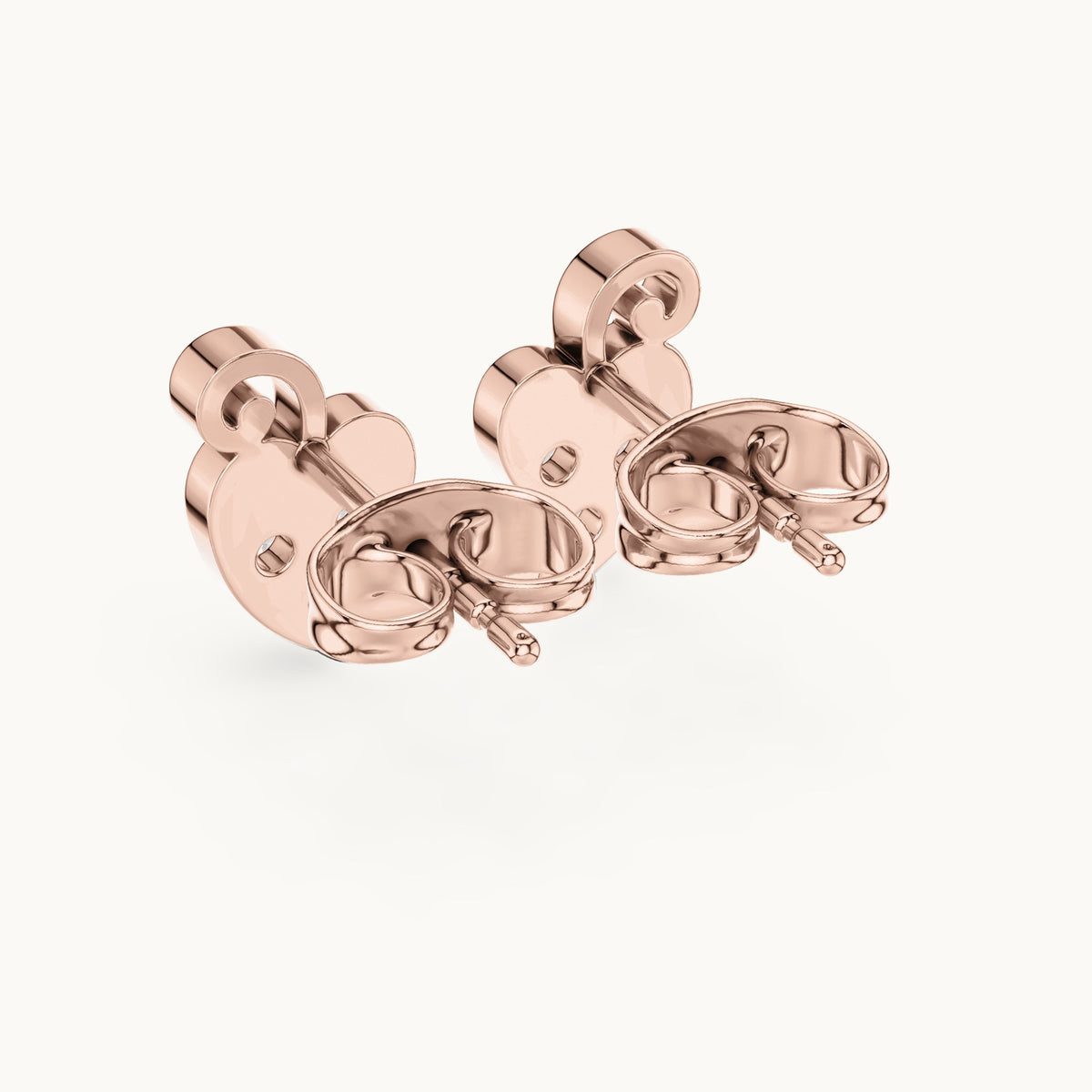 Round lab-grown diamond leaf trio stud earrings in rose gold, 0.21 CT TW, view 3