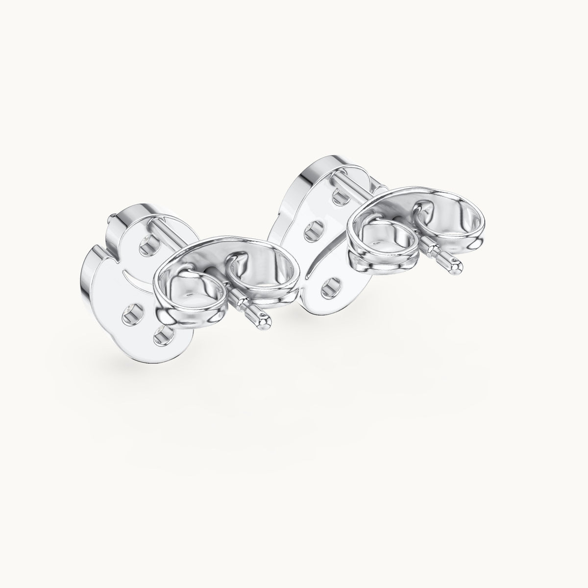 Round lab-grown diamond wave oval stud earrings in white gold, 0.32 CT TW, view 3