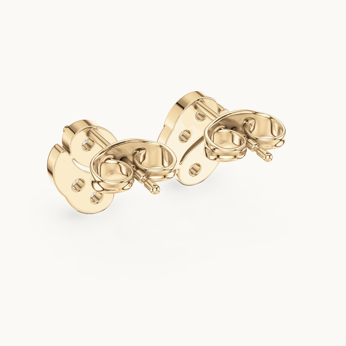Round lab-grown diamond wave oval stud earrings in yellow gold, 0.32 CT TW, view 3