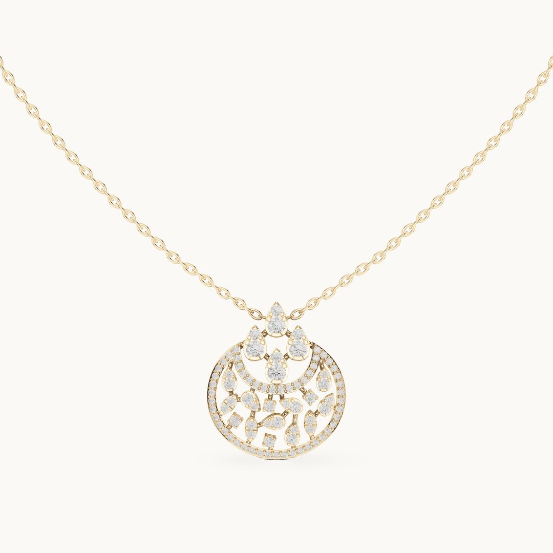 Round lab-grown diamond openwork medallion pendant in yellow gold, 0.55 CT TW, view 4