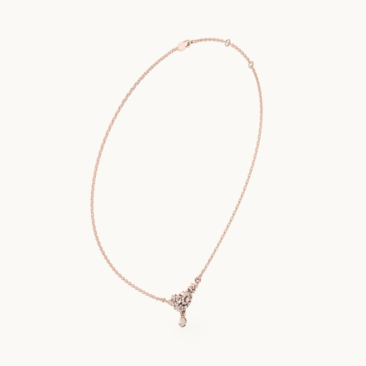 Round lab-grown diamond halo drop pendant in rose gold, 0.29 CT TW, view 1