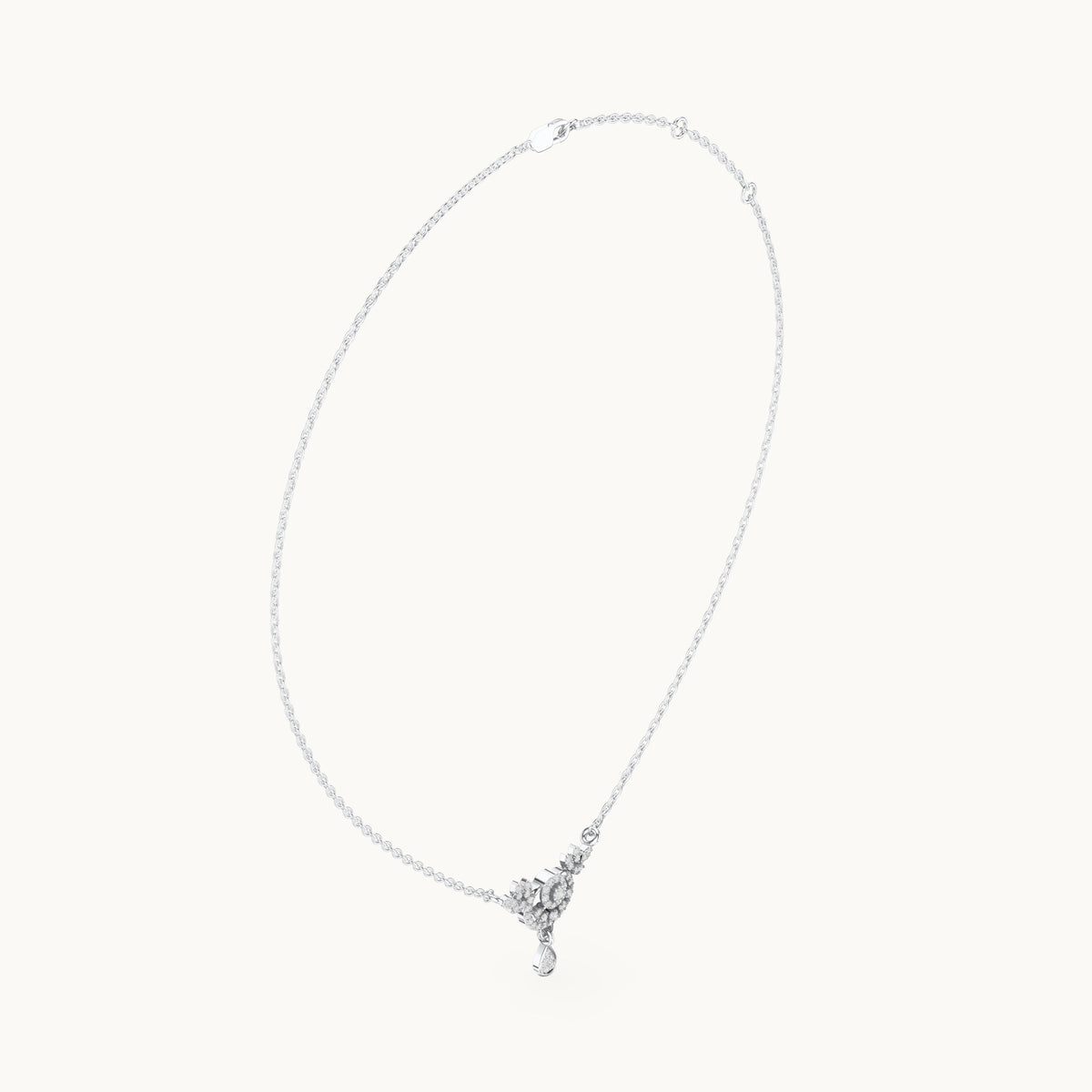 Round lab-grown diamond halo drop pendant in white gold, 0.29 CT TW, view 1