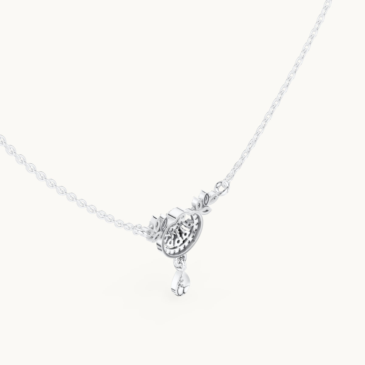 Round lab-grown diamond halo drop pendant in white gold, 0.29 CT TW, view 2