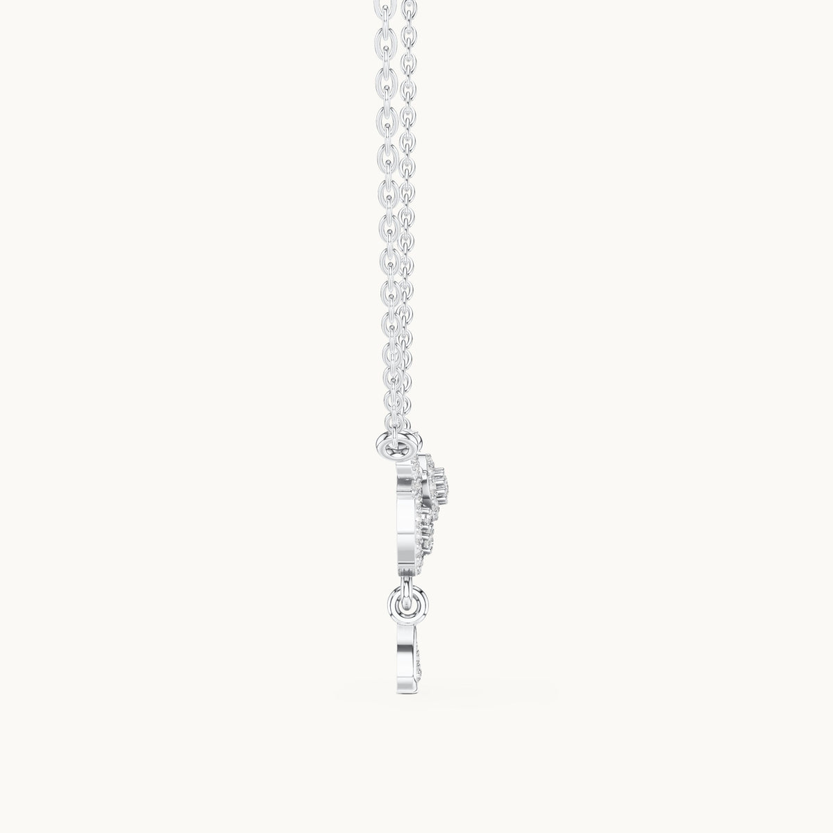 Round lab-grown diamond halo drop pendant in white gold, 0.29 CT TW, view 3