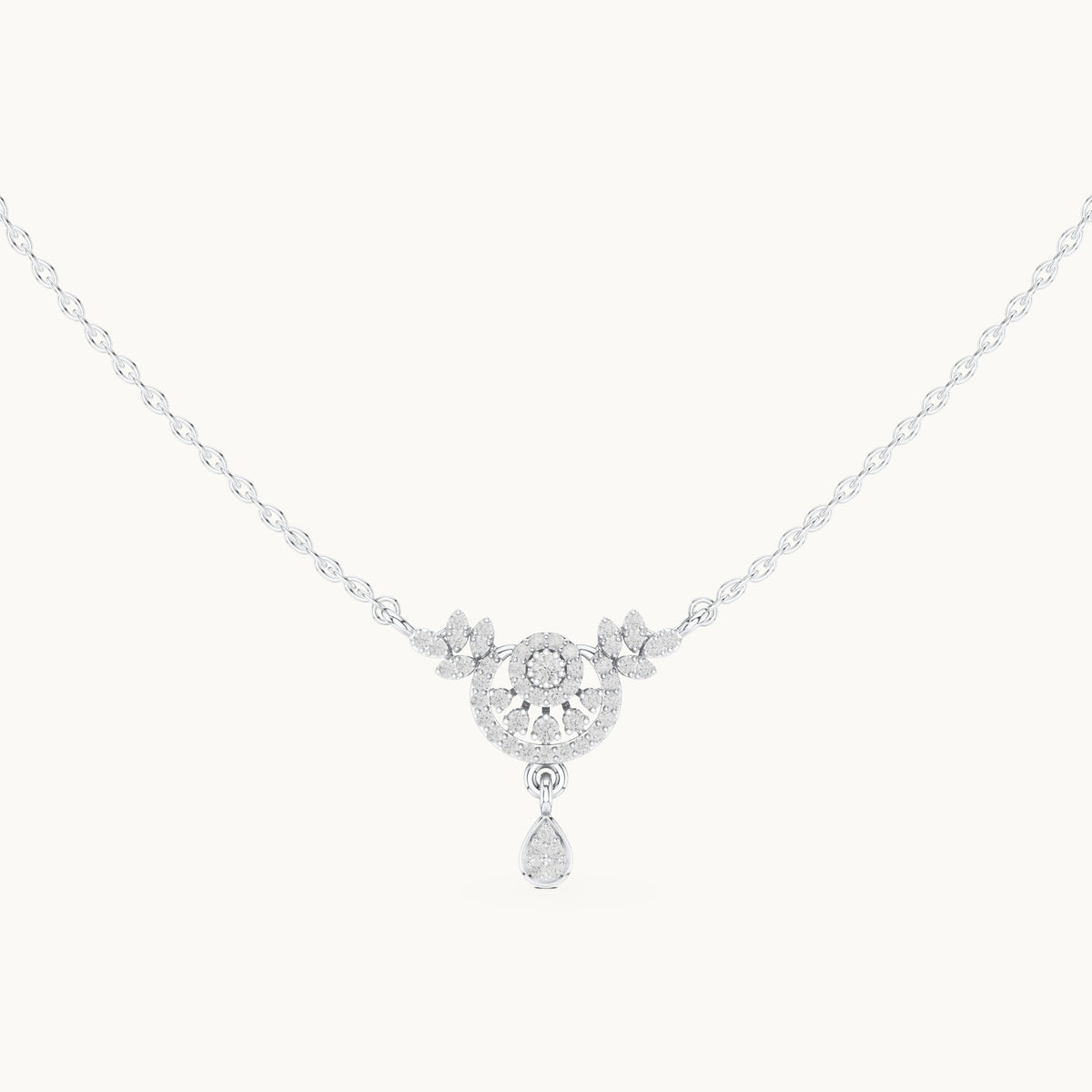 Round lab-grown diamond halo drop pendant in white gold, 0.29 CT TW, view 4