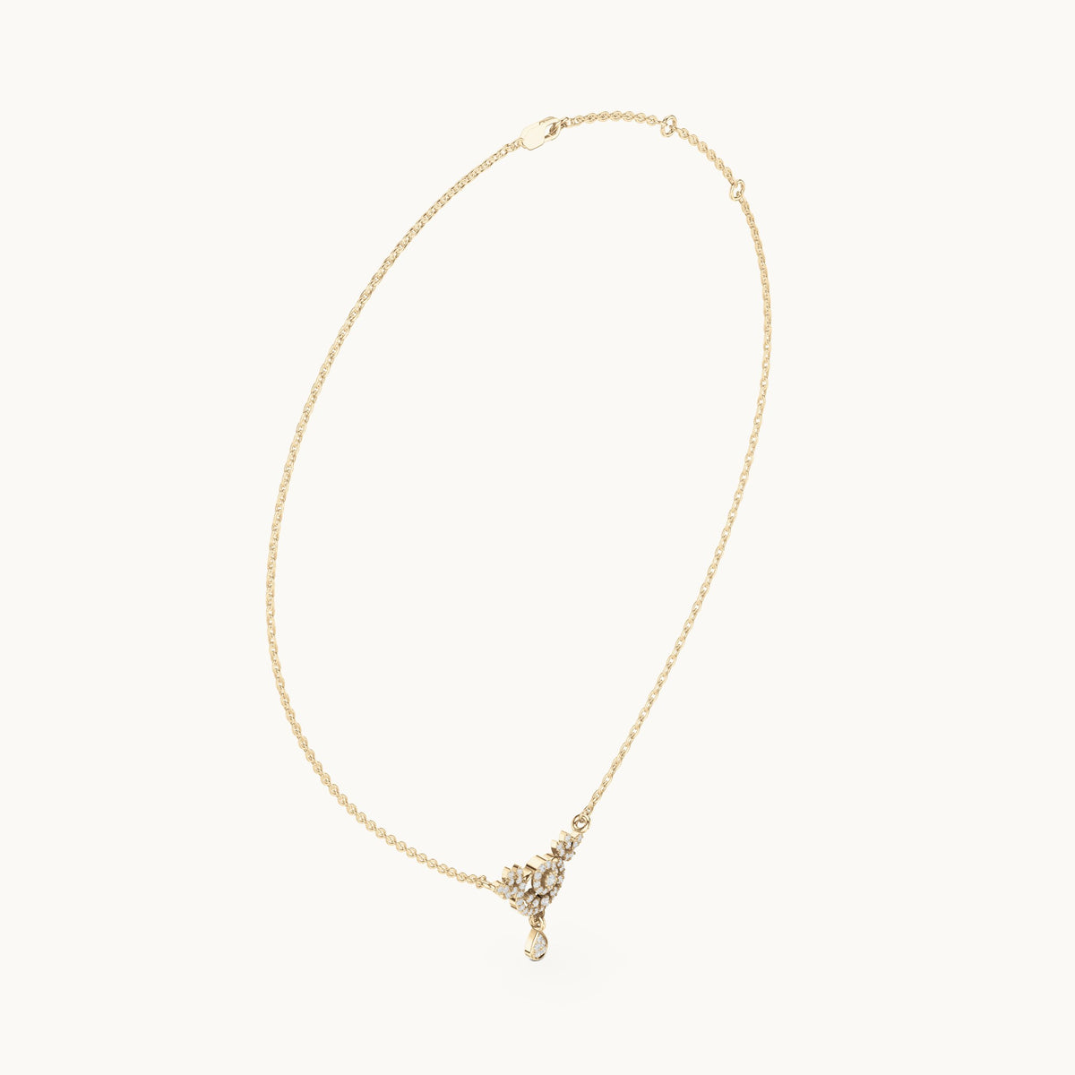 Round lab-grown diamond halo drop pendant in yellow gold, 0.29 CT TW, view 1