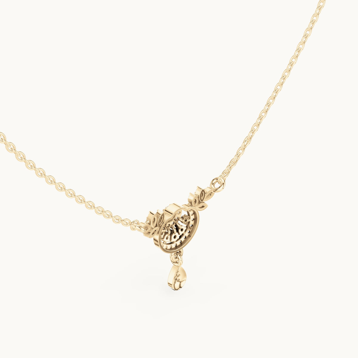 Round lab-grown diamond halo drop pendant in yellow gold, 0.29 CT TW, view 2