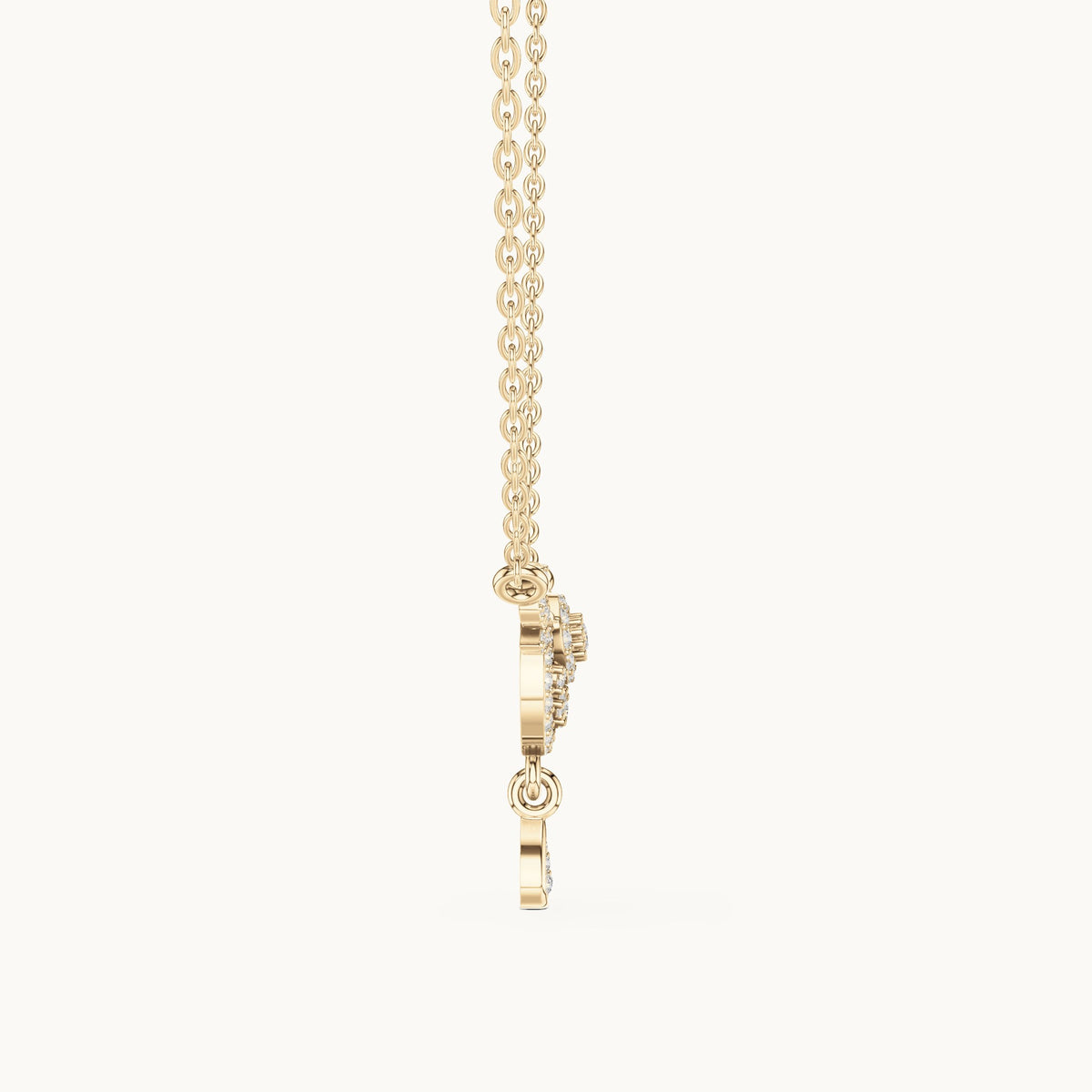 Round lab-grown diamond halo drop pendant in yellow gold, 0.29 CT TW, view 3