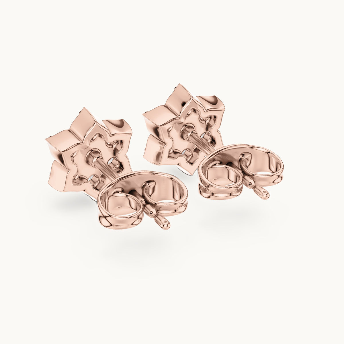 Round lab-grown diamond seven-stone star flower stud earrings in rose gold, 0.38 CT TW, view 3