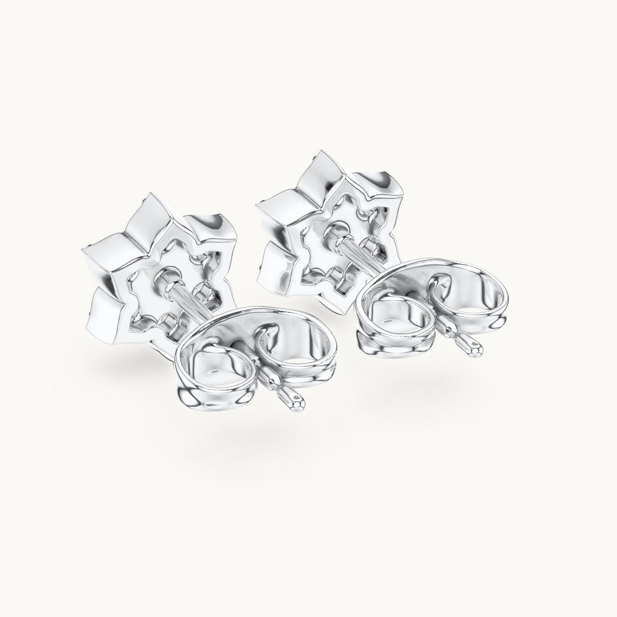 Round lab-grown diamond seven-stone star flower stud earrings in white gold, 0.38 CT TW, view 3