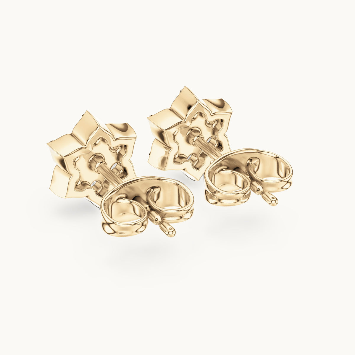 Round lab-grown diamond seven-stone star flower stud earrings in yellow gold, 0.38 CT TW, view 3