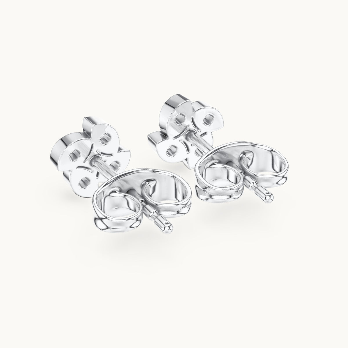 Round lab-grown diamond four-leaf clover stud earrings in white gold, 0.14 CT TW, view 3