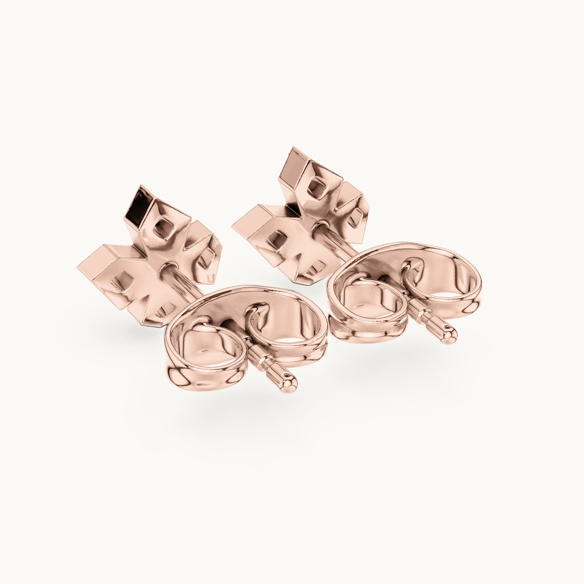 Round lab-grown diamond five-stone cross stud earrings in rose gold, 0.18 CT TW, view 3