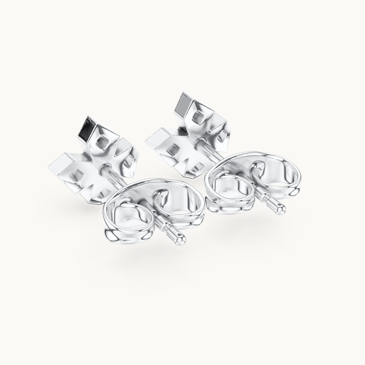 Round lab-grown diamond five-stone cross stud earrings in white gold, 0.18 CT TW, view 3