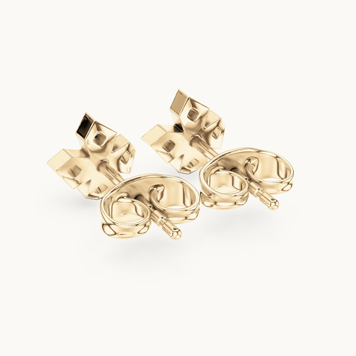 Round lab-grown diamond five-stone cross stud earrings in yellow gold, 0.18 CT TW, view 3