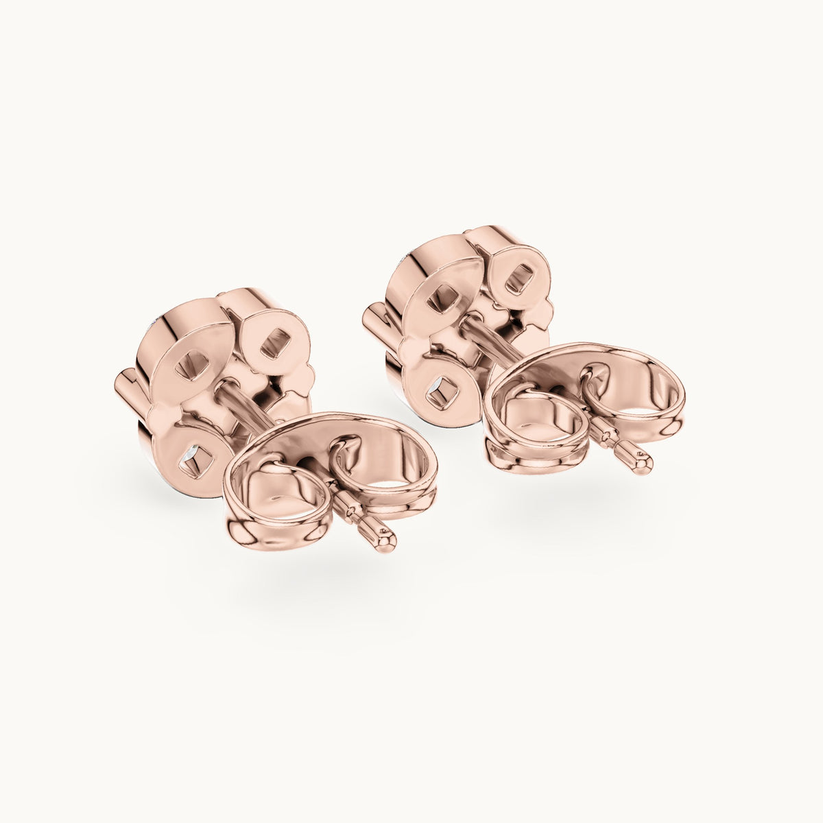 Round lab-grown diamond square frame cluster stud earrings in rose gold, 0.28 CT TW, view 3