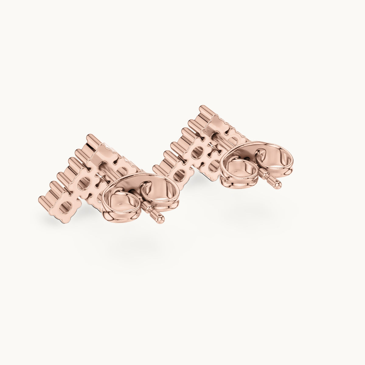Round lab-grown diamond chevron cluster stud earrings in rose gold, 0.24 CT TW, view 3