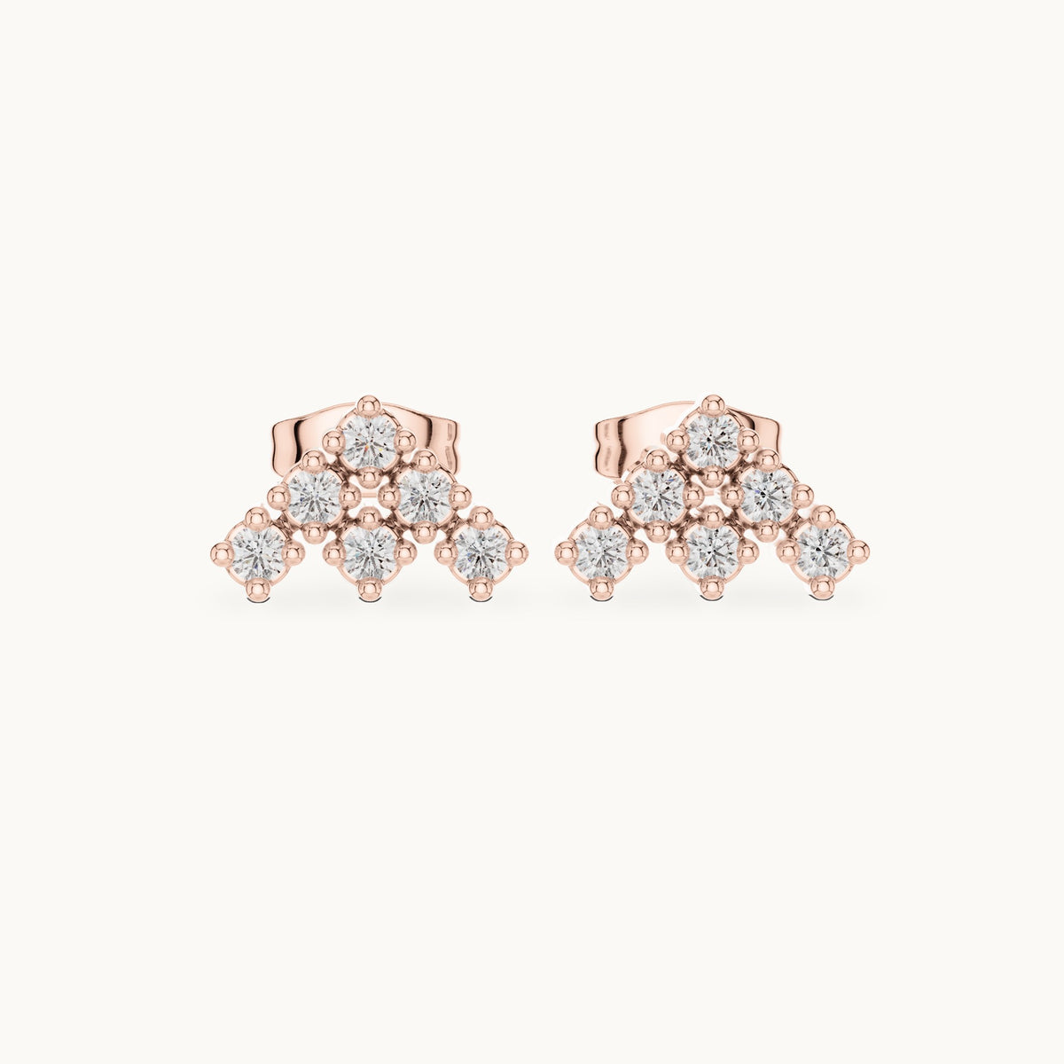 Round lab-grown diamond chevron cluster stud earrings in rose gold, 0.24 CT TW, view 4