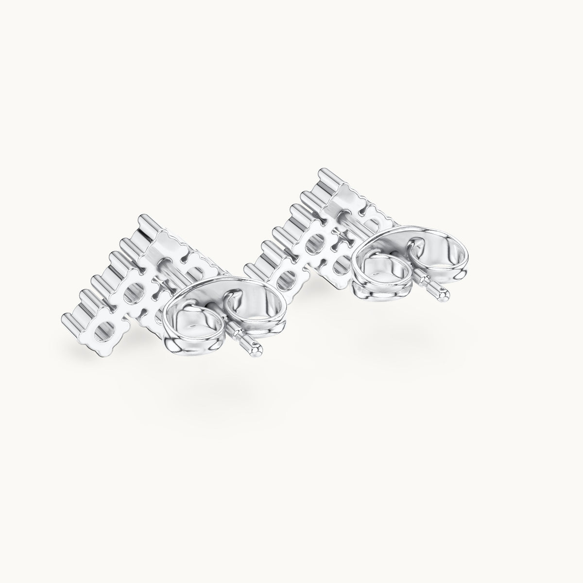 Round lab-grown diamond chevron cluster stud earrings in white gold, 0.24 CT TW, view 3