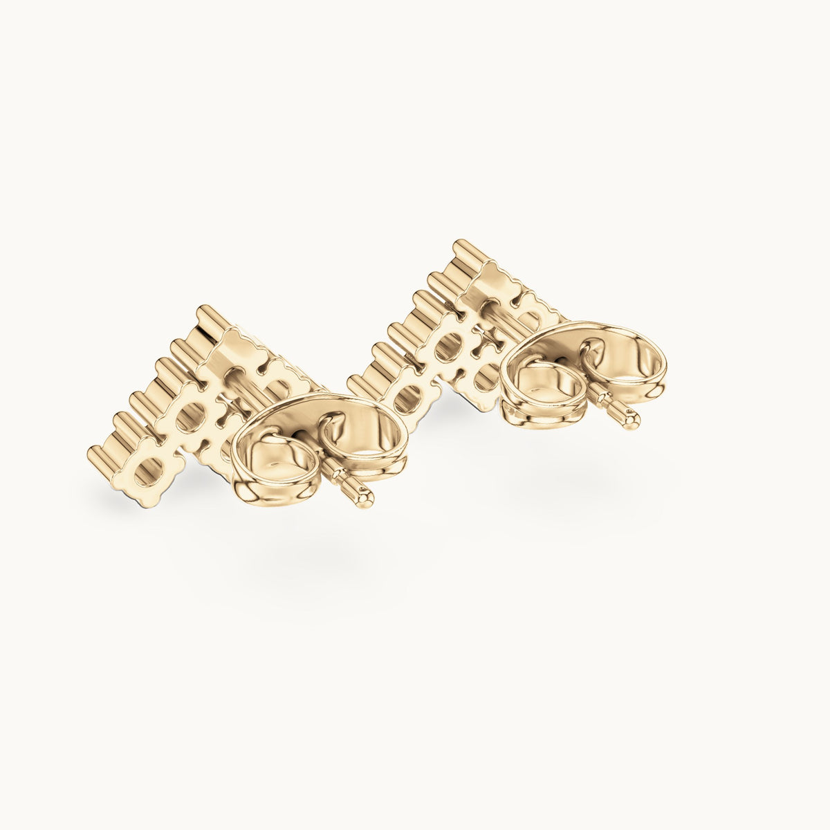 Round lab-grown diamond chevron cluster stud earrings in yellow gold, 0.24 CT TW, view 3