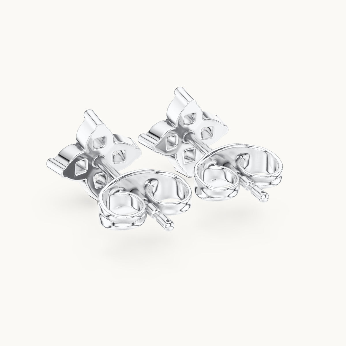 Round lab-grown diamond four-stone clover stud earrings in white gold, 0.24 CT TW, view 3