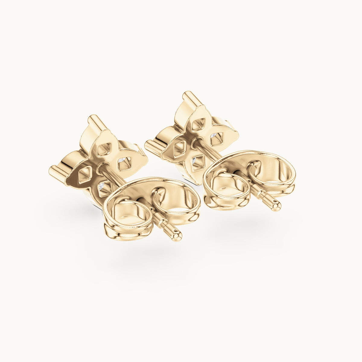 Round lab-grown diamond four-stone clover stud earrings in yellow gold, 0.24 CT TW, view 3