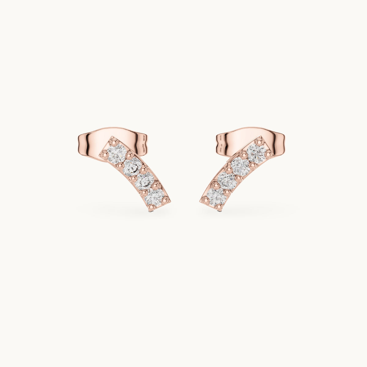 Round lab-grown diamond curved bar stud earrings in rose gold, 0.20 CT TW, view 4