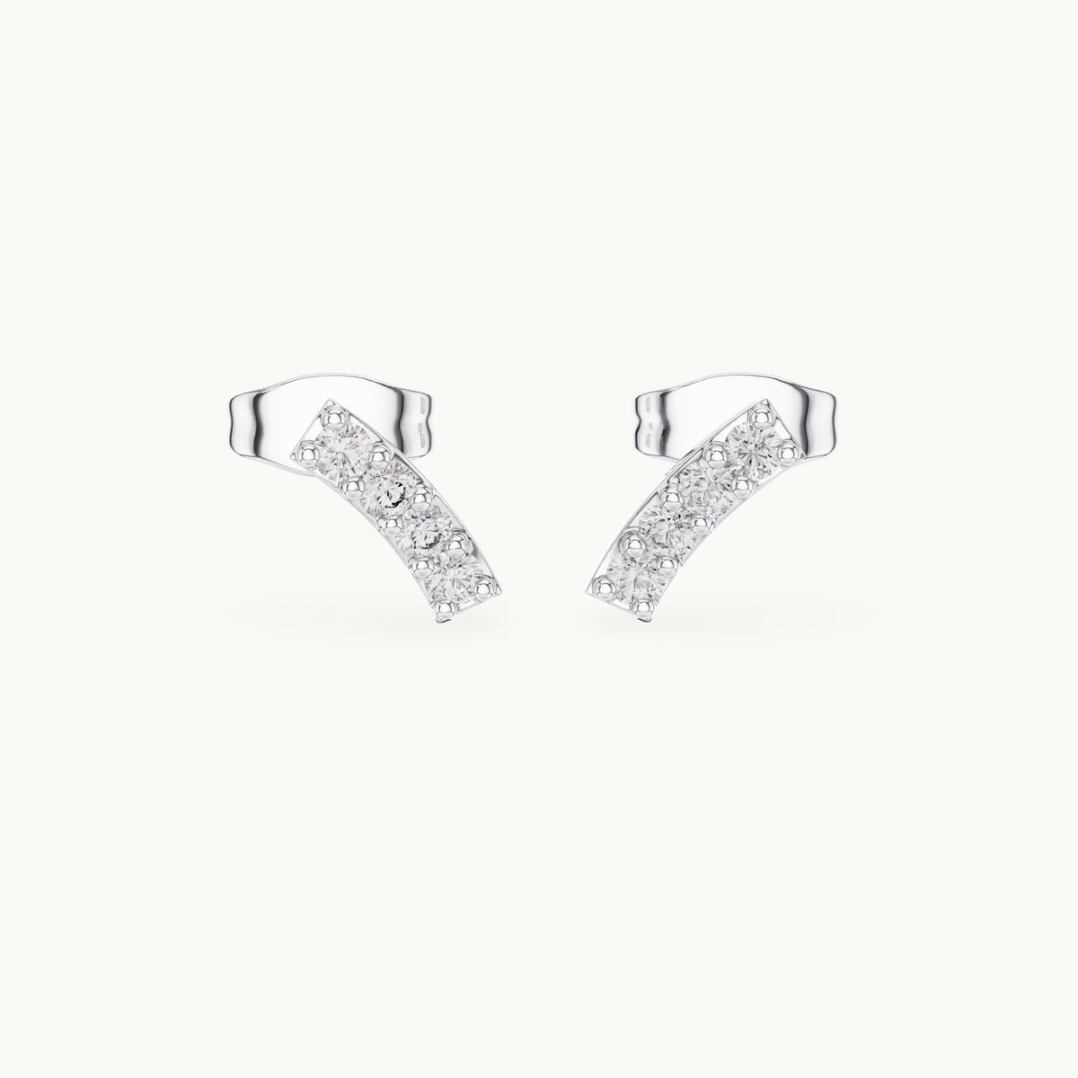 Round lab-grown diamond curved bar stud earrings in white gold, 0.20 CT TW, view 4