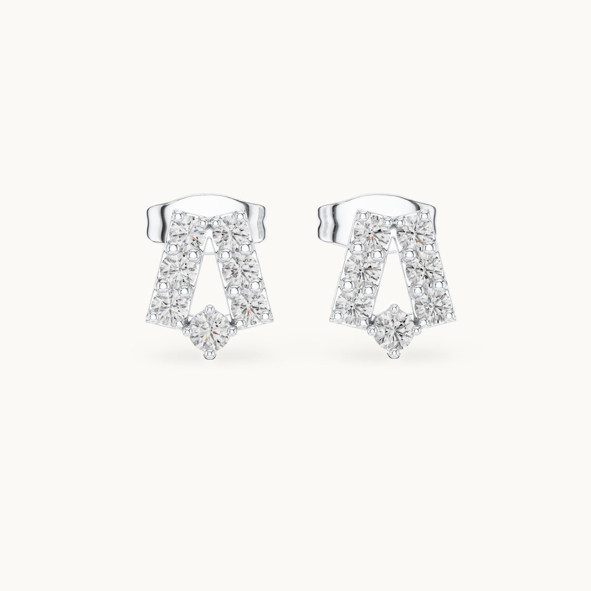 Round lab-grown diamond open trapezoid stud earrings in white gold, 0.37 CT TW, view 4