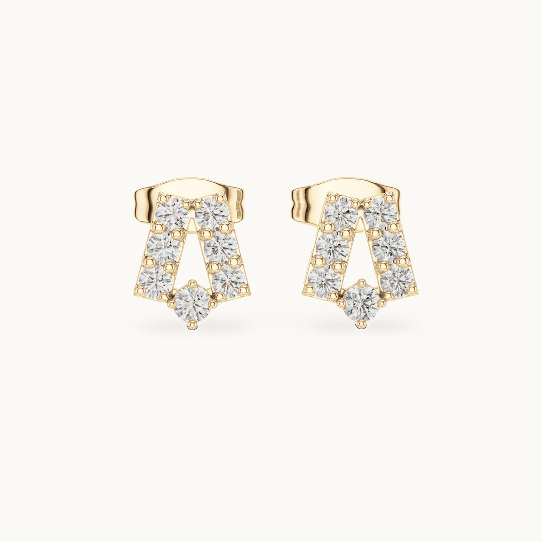 Round lab-grown diamond open trapezoid stud earrings in yellow gold, 0.37 CT TW, view 4