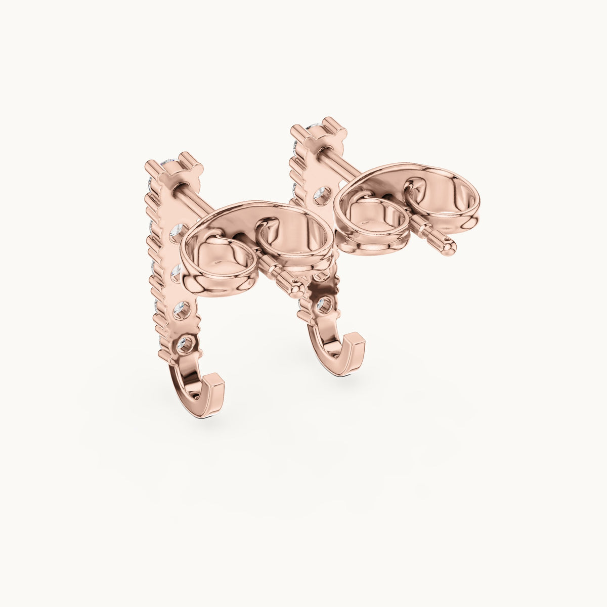Round lab-grown diamond graduated j-hoop earrings in rose gold, 0.21 CT TW, view 3
