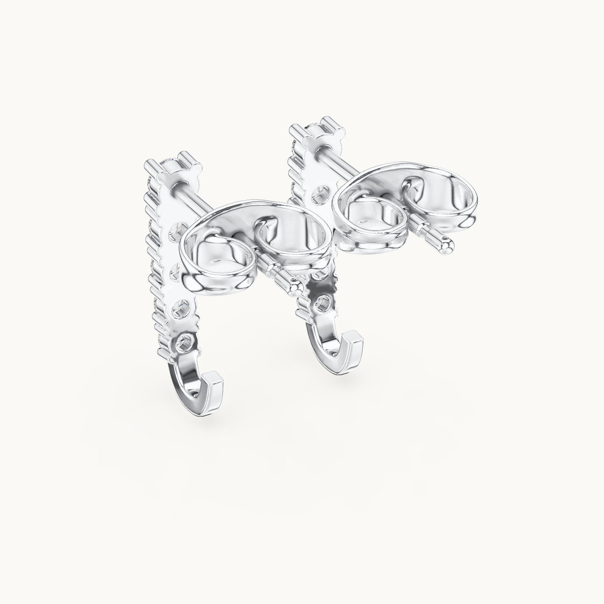 Round lab-grown diamond graduated j-hoop earrings in white gold, 0.21 CT TW, view 3