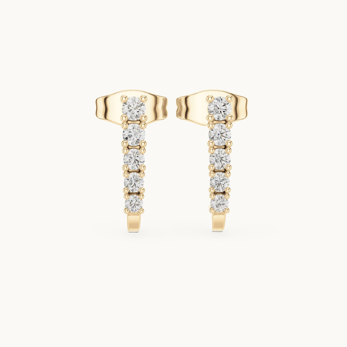 Round lab-grown diamond graduated j-hoop earrings in yellow gold, 0.21 CT TW, view 4
