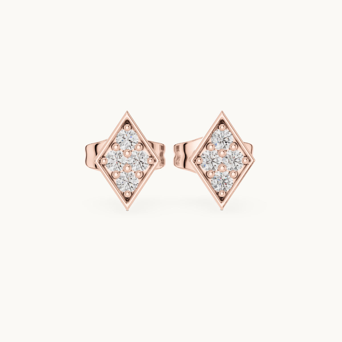 Round lab-grown diamond geometric kite stud earrings in rose gold, 0.14 CT TW, view 4