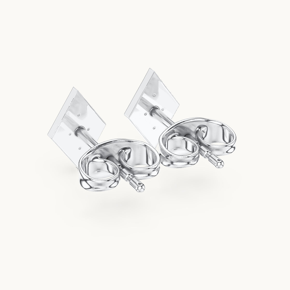 Round lab-grown diamond geometric kite stud earrings in white gold, 0.14 CT TW, view 3