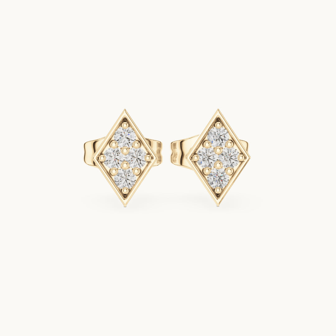Round lab-grown diamond geometric kite stud earrings in yellow gold, 0.14 CT TW, view 4